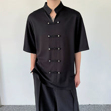 Load image into Gallery viewer, Stand Collar Loose Buttoned Shirt
