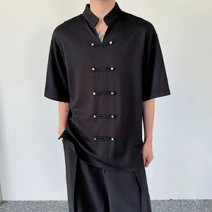 Stand Collar Loose Buttoned Shirt