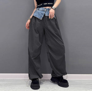 Denim Contrast Patchwork Pants