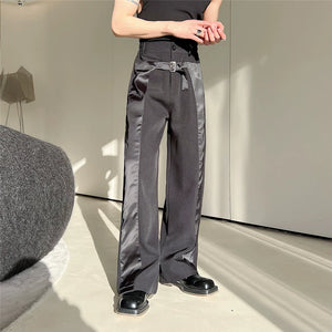 Panelled Straight Wide-leg Trousers