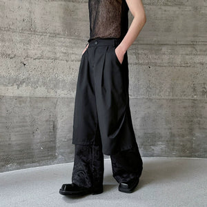 Patchwork Wide-leg Casual Pants