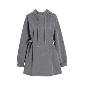 Loose Hooded Sweatshirt Dress