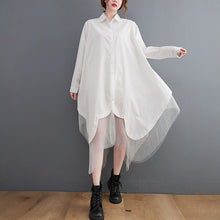 Load image into Gallery viewer, Loose Fake Two-piece Irregular Splicing Mesh Shirt Dress
