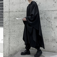 Load image into Gallery viewer, Dark Black Long Bat Sleeve Hooded Cape
