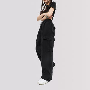 Drawstring Side Pockets Adjustable Trousers