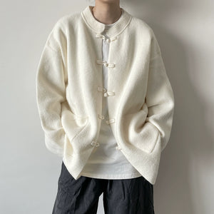 Stand Collar Buttoned Knitted Cardigan