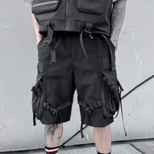 Load image into Gallery viewer, Big Pocket Loose Black Casual Shorts
