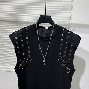 Metallic Embellished Loose Vest