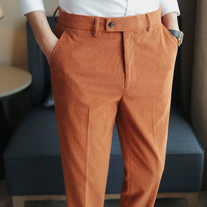 Winter Thickened Corduroy Slim Fit Casual Trousers