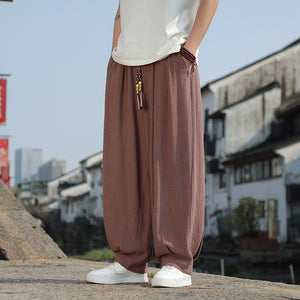 Linen Loose Drape Wide-Leg Pants