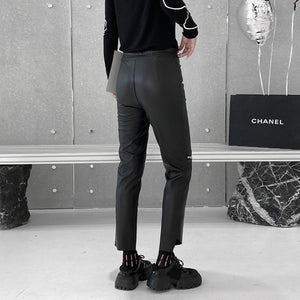 Retro Zipper PU Leather Pants