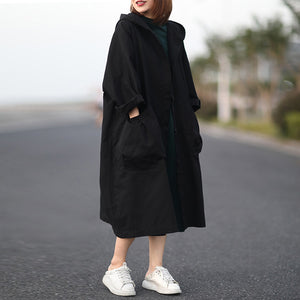 Retro Loose Hooded Trench Coat