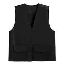 Load image into Gallery viewer, Solid PU Leather V-neck Vest
