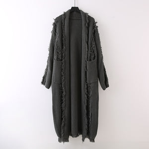 Tassel Loose Thickened Knitted Cardigan