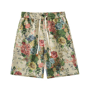 Summer Ethnic Rose Embroidered Shorts