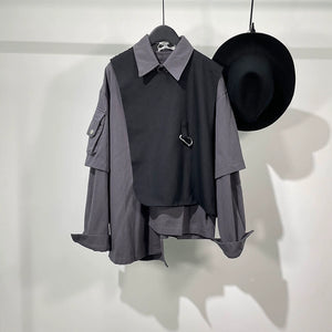 Irregular Fake Two-piece Long-sleeved Shirt