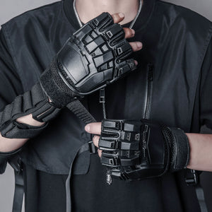 Dark Warrior Motorcycle Riding Half Finger Gloves