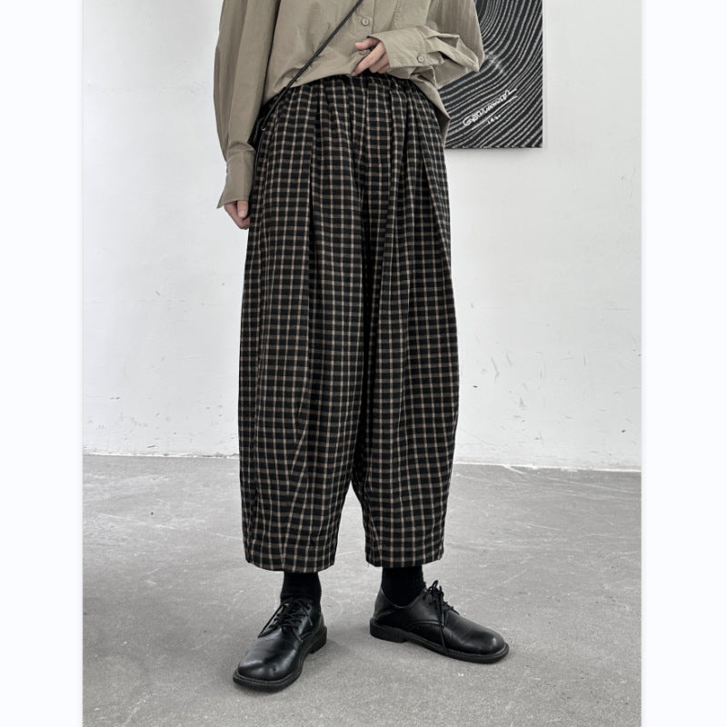 Plaid Cropped Harem Pants