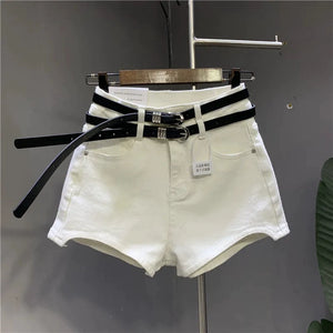 Double Belt High Waist A-line Shorts