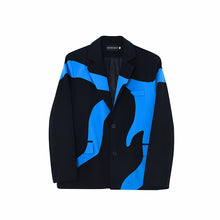 Load image into Gallery viewer, Black and Blue Raw Edge Irregular Blazer
