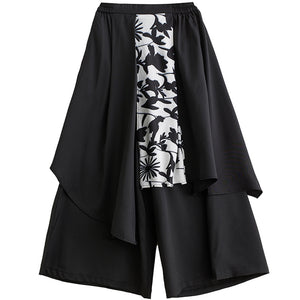 Spliced Loose High-waisted Irregular Wide-leg Pants Skirt