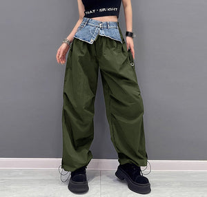 Denim Contrast Patchwork Pants