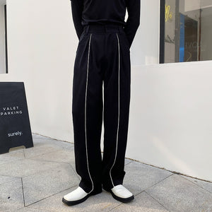 Contrast Color Webbing Wide-leg Trousers