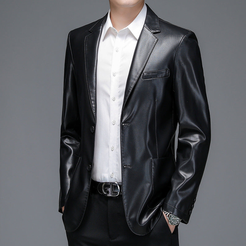 Slim Fit Leather Cropped Jacket