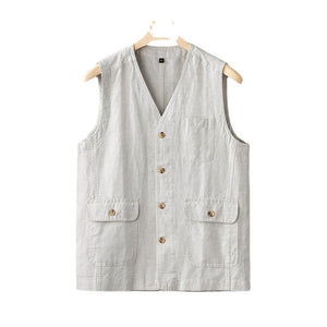 V Neck Linen Casual Vest