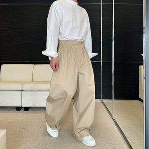 Pleated Silhouette Three-dimensional Workwear Loose Wide-leg Pants