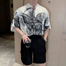 Load image into Gallery viewer, Printed Vintage Stand Collar Shirt
