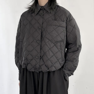 Diamond-patterned White Duck Down Jacket