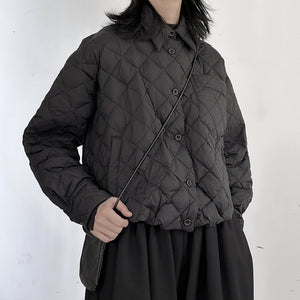 Diamond-patterned White Duck Down Jacket