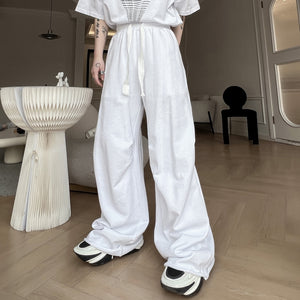 Retro Knitted Raw Edge Floor-length Sweatpants