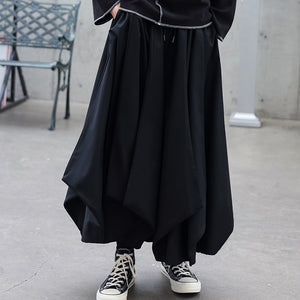 Loose Irregular Cropped Pants Hakama