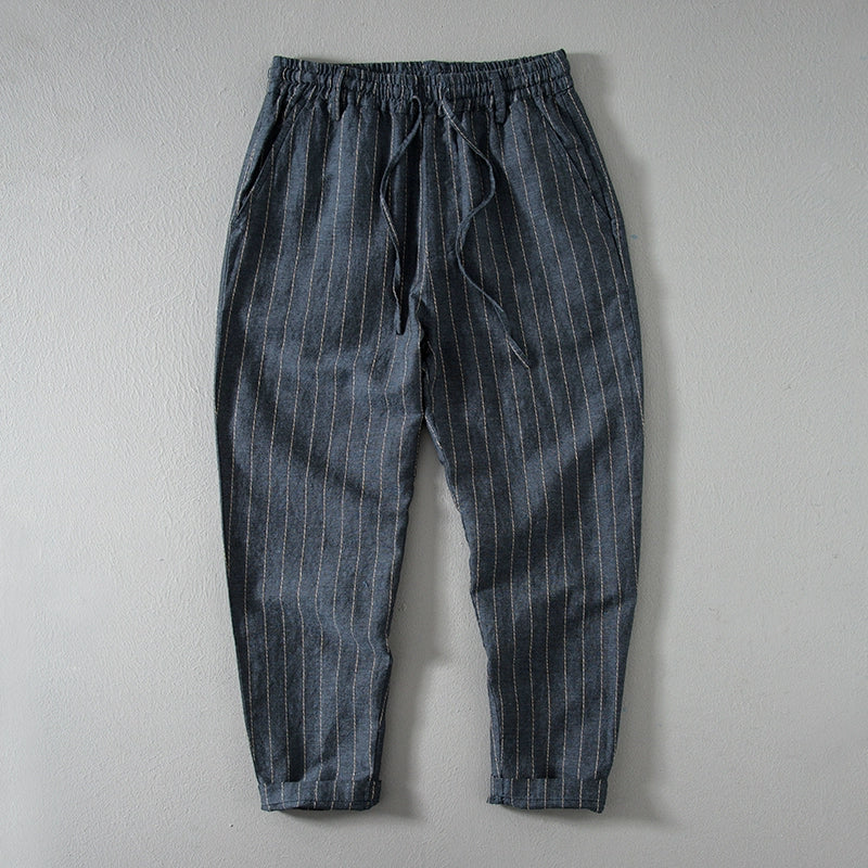 Vertical Striped Retro Thin Linen Loose Harem Pants