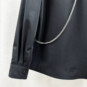 Chain Strap Loose Long Sleeve Shirt