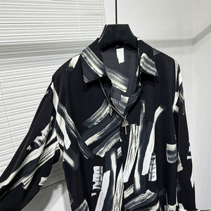 Loose Irregular Printed Casual Long-sleeved Shirt