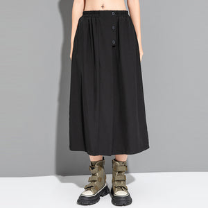 Fake Two Piece Button Wide Leg Culottes