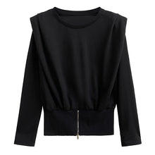 Load image into Gallery viewer, Solid Shoulder Pad Long Sleeve T-shirt
