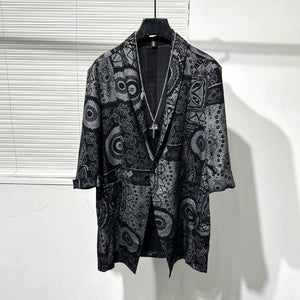 Irregular Printed Three-quarter Sleeve Shirt