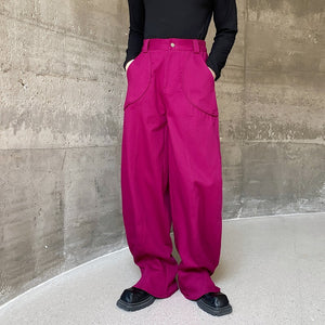 Solid Color Wide-leg Waist Flared Pants