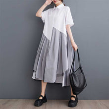 Load image into Gallery viewer, Mesh Patchwork Loose Irregular Shirt Dress
