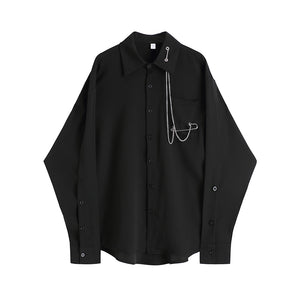 Chain Loose Black Long Sleeve Shirt