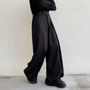 Pleated Loose Straight Wide-leg Trousers