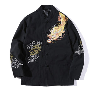 Retro Dragon Embroidered Long Sleeve Jacket