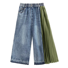 Load image into Gallery viewer, Vintage Contrast Panel Pleated Jeans
