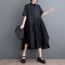 Load image into Gallery viewer, Mesh Patchwork Loose Irregular Shirt Dress
