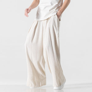 Loose Solid Straight-leg Pants