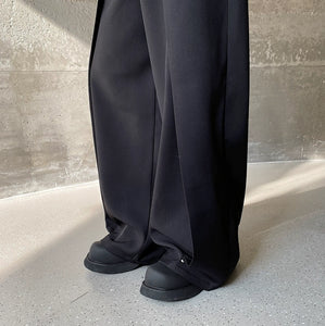 Pleated Loose Straight Wide-leg Trousers